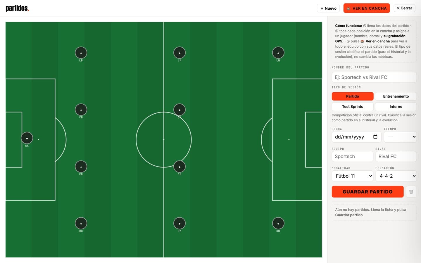 Matches & lineup — every position with its real data